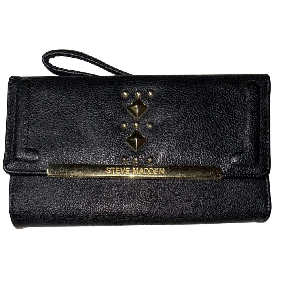 Steve Madden Black Studded Wristlet Wallet